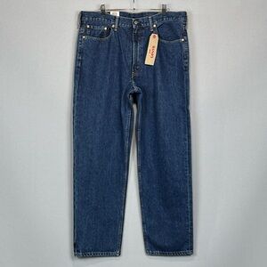 Levis Jeans Men 38x32 Blue 550 Relaxed Tapered Dark Stonewash Denim Cotton NWT